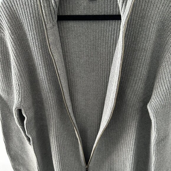 Express Men's XL Gray Ribbed Full Zip-Up Sweater 100% Cotton - Picture 6 of 13